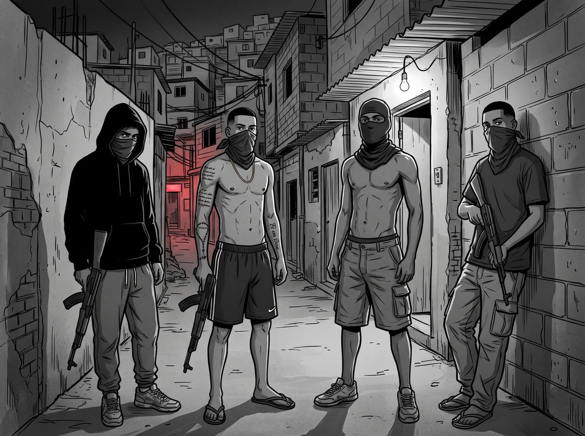 Bondes da tropa Vermelho, armados nos becos da favela